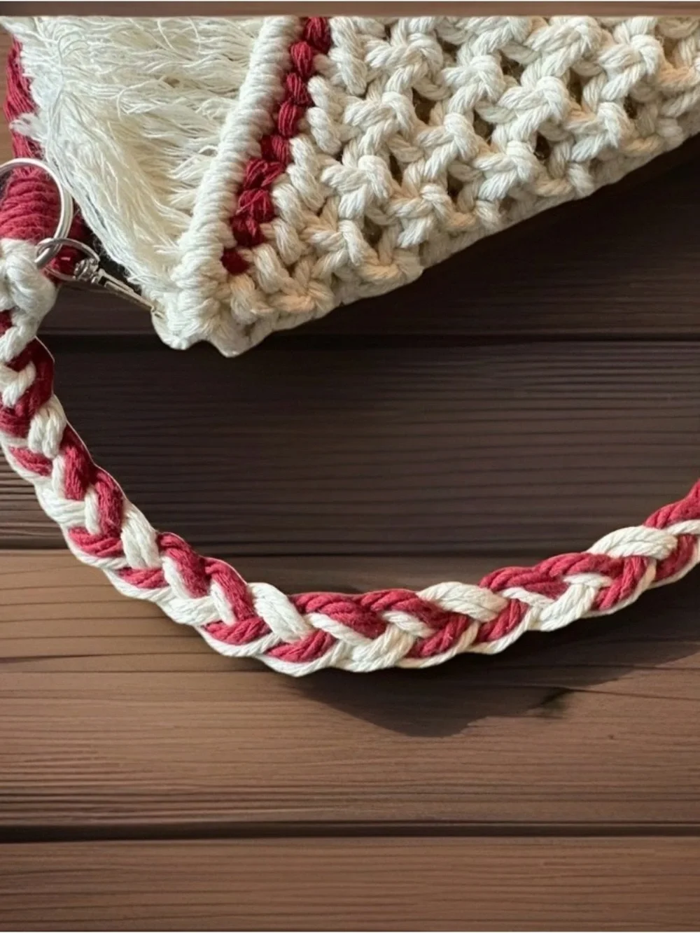 Handmade Boho Macramé Envelope Crossbody w/detachable Straps for Clutch w/Tassel - Picture 8 of 8
